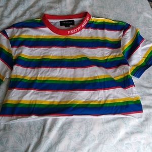 Multi color stripe crop top